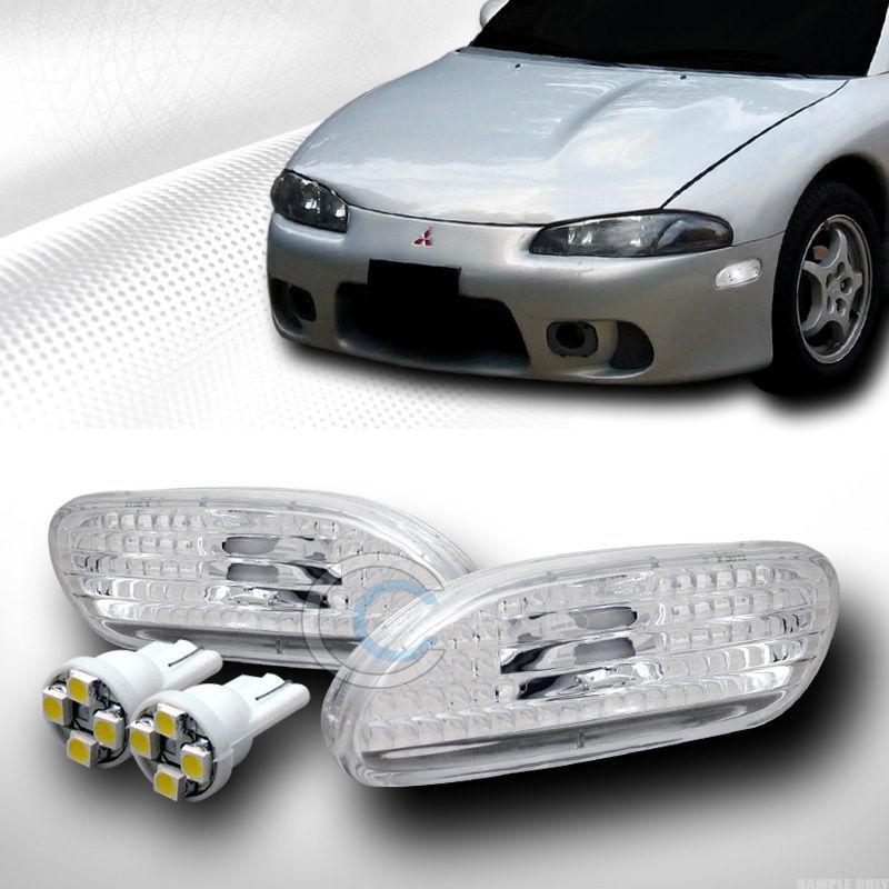 Depo clear lens side marker bumper lights+4 smd led bulbs 95-98 99 eclipse/talon