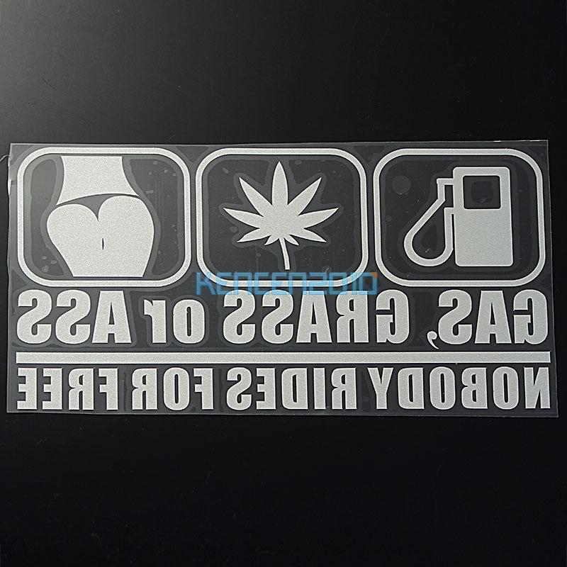 Gas grass ass nobody rides for free jdm car decal vinyl sticker white