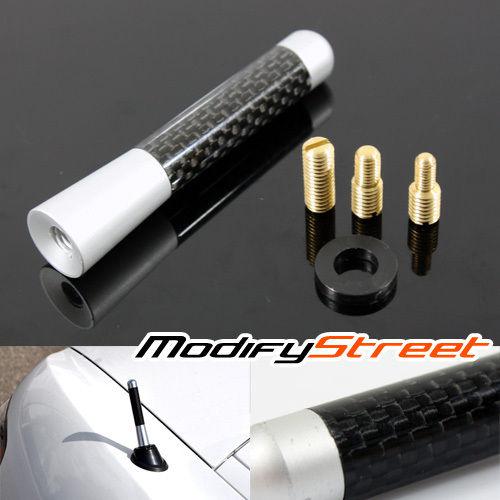 3" real carbon fiber/silver screw type short roof car radio antenna