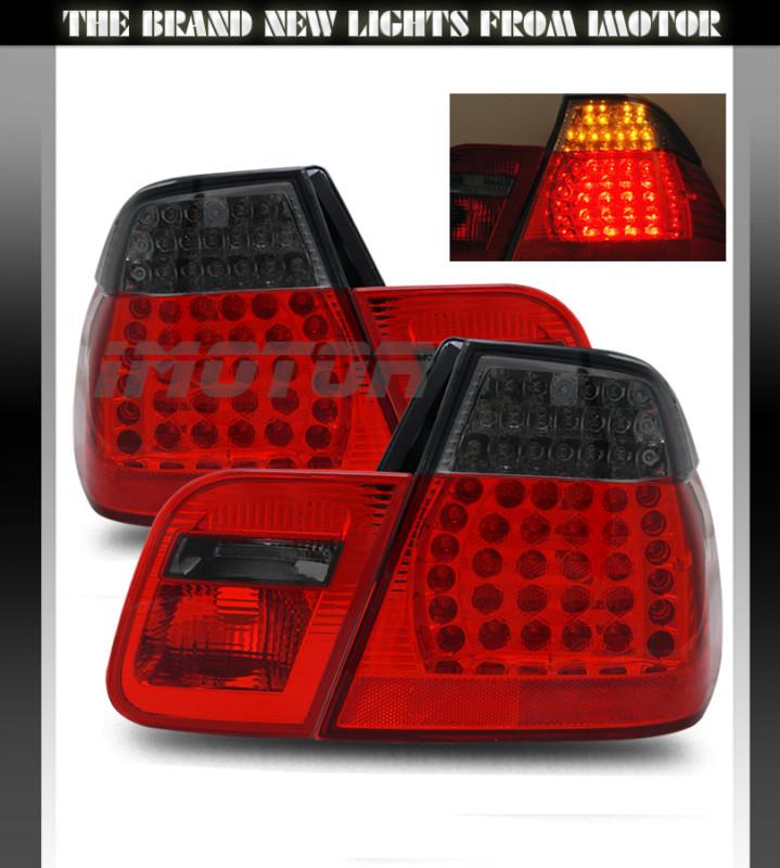 99-01 bmw e46 325i/330i/323i/328i 4dr led tail lights rear lamps red smoke new