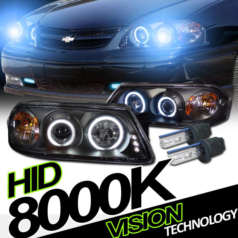 Hid 00-05 impala blk ccfl halo led projector head lights lamps driver+passenger