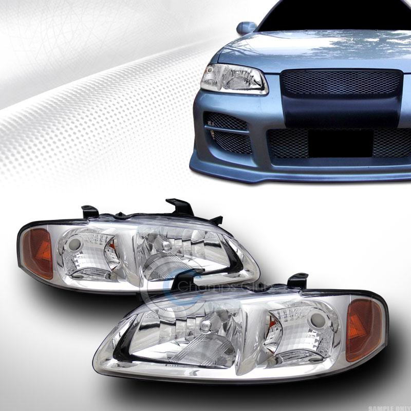 Jdm chrome clear head lights lamp signal amber left+right dy 00-03 nissan sentra