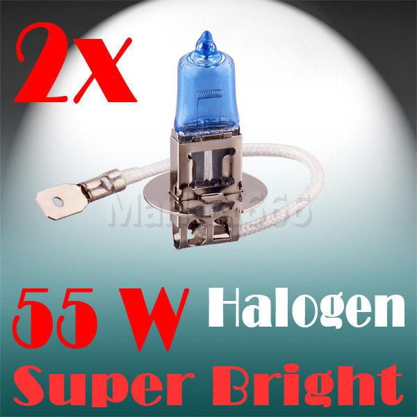 2pcs h3 super bright white fog halogen bulb hight power 55w car head light lamp