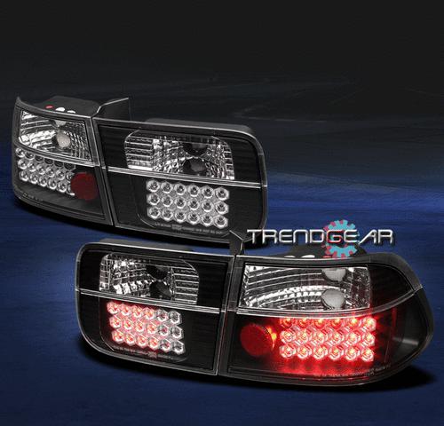 96-00 honda civic 2dr 2d coupe led altezza tail lights black 97 98 99 trunk 4pcs