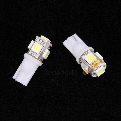 10x white smd5050 5 led t10 168 turn signal corner license plate light lamp bulb