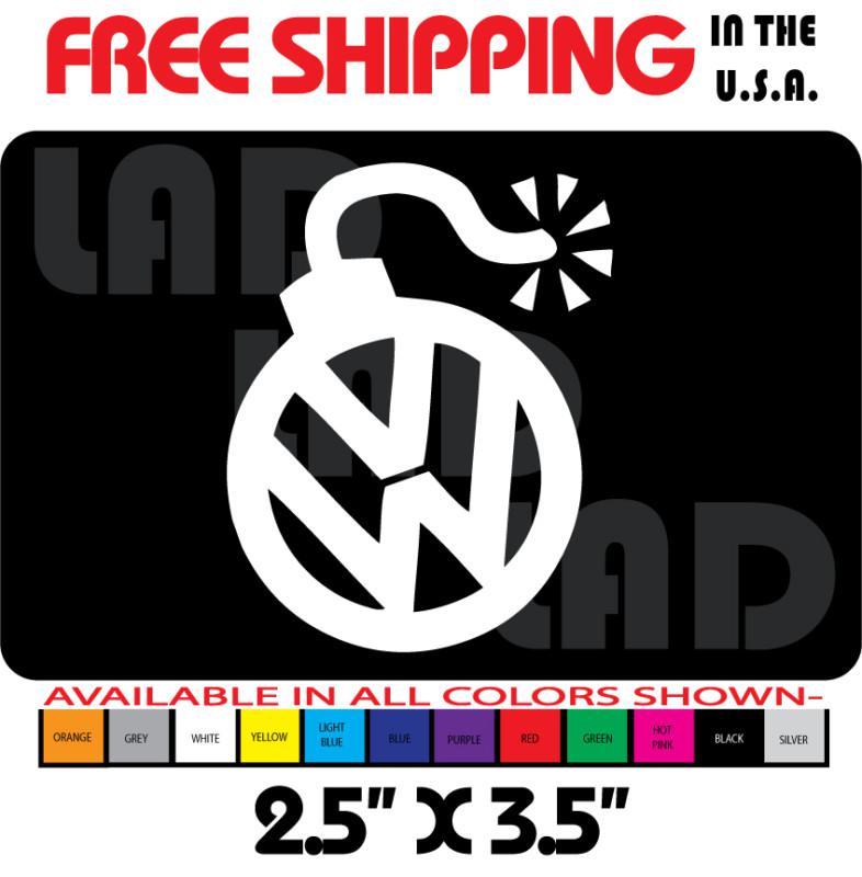 1- vw bomb decal sticker 2.5"x3.5" white gti golf jetta touareg tiguan cc