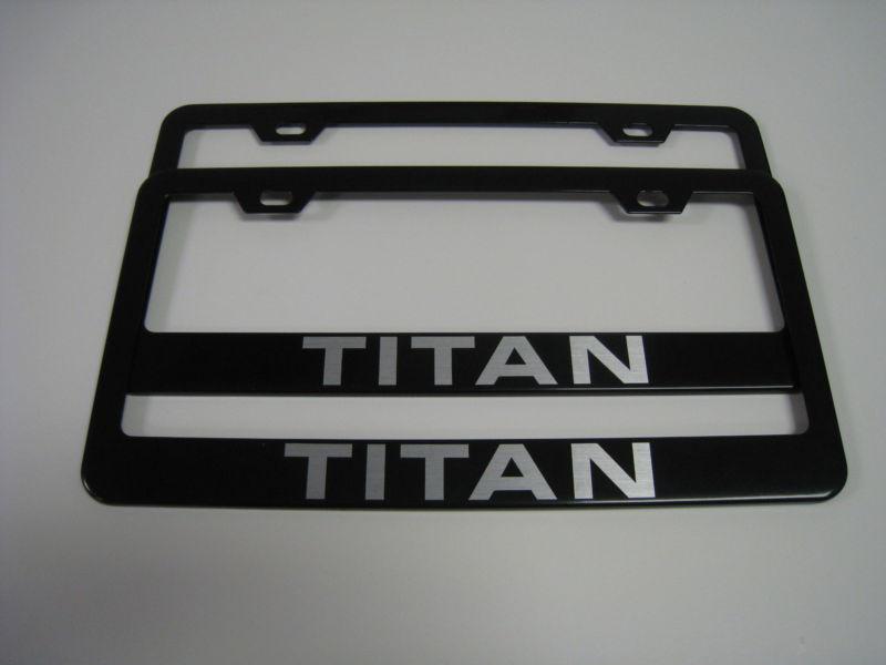 (2) black coated metal license plate frame - nissan "titan"