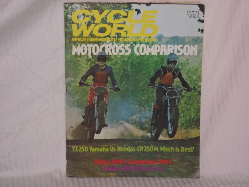 Cycle world magazine dec 1973 yz250 yamaha vs honda cr250m rd250a bmw r90s