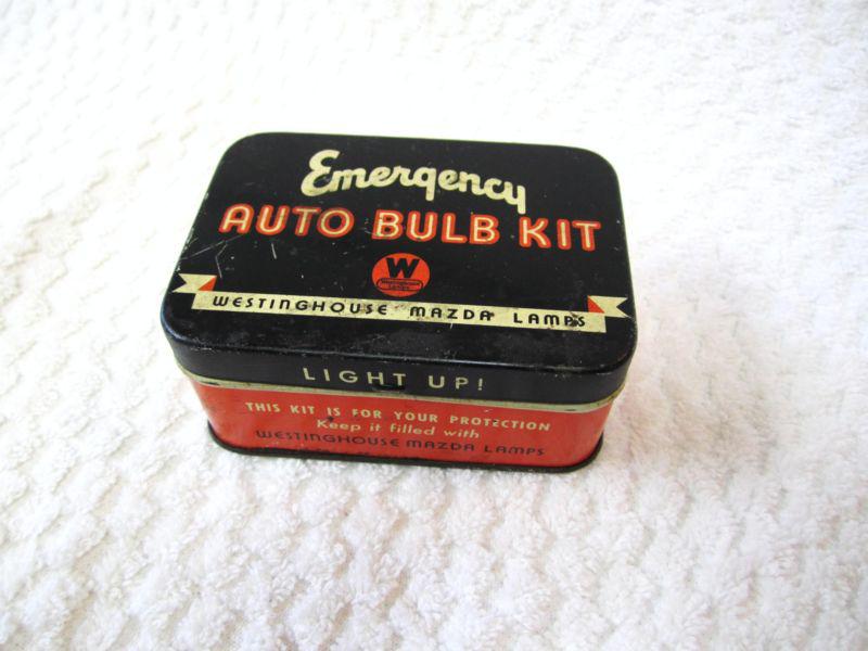 Vintage westinghouse lamps - emergency auto bulb kit in tin box - complete