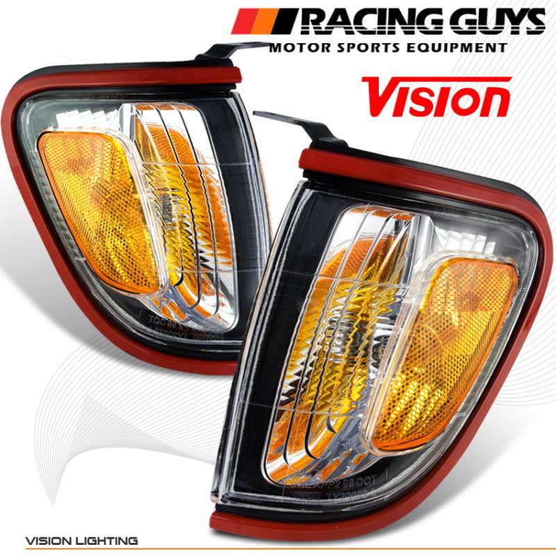 New pair set pickup corner signal lights lamps driver+passenger red bezel trim