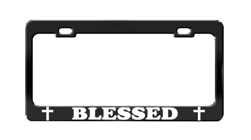 Blessed car accessories black steel tag license plate frame