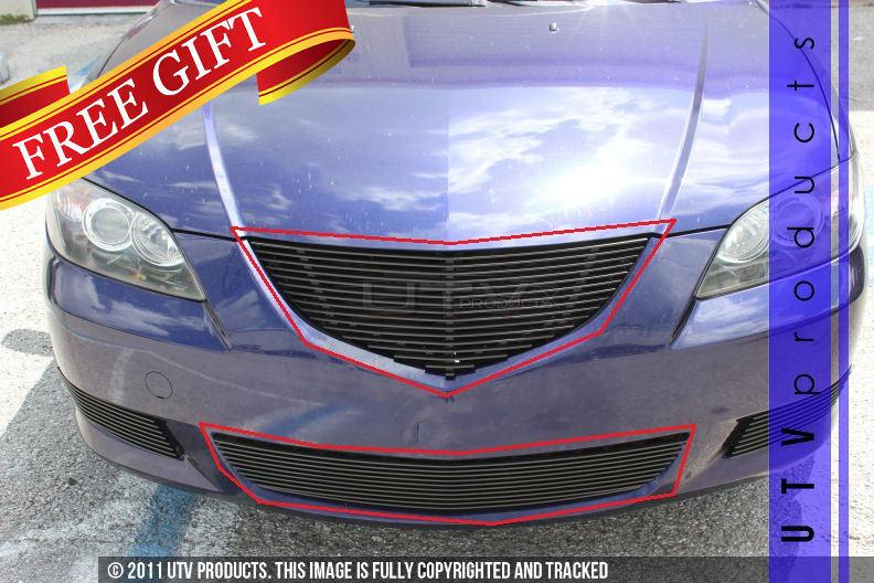 2004 2005 2006 mazda3 sedan upper & bumper 2pc black billet grille mazda 3