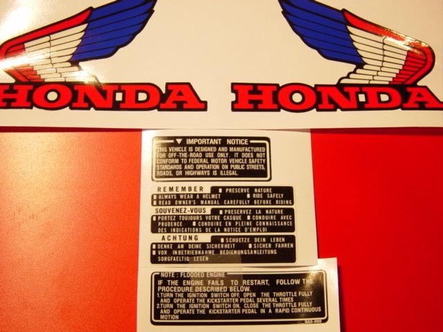 1985 honda atc 350x gas tank decal sticker set of five