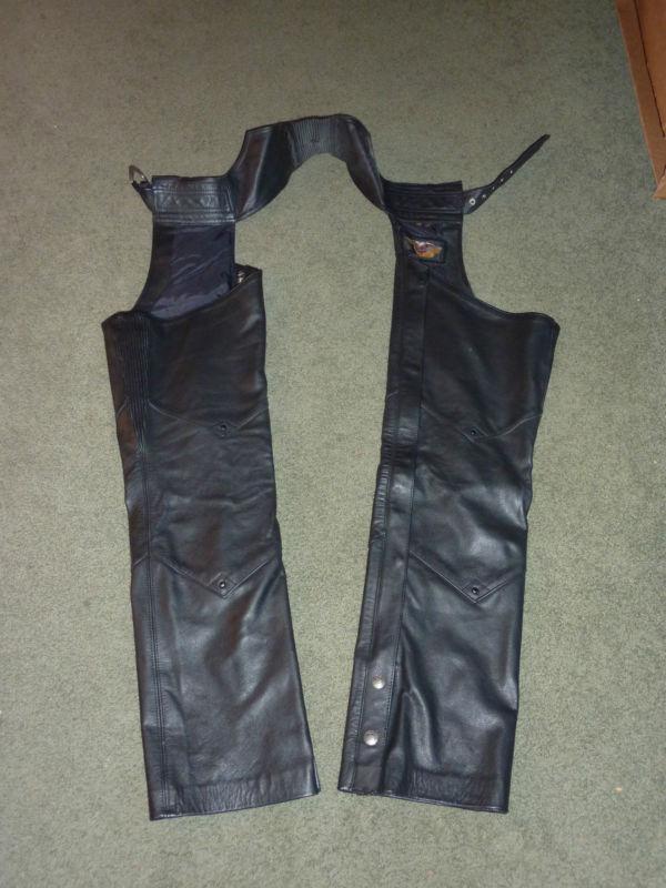 Harley davidson hd black leather chaps womens extra small xs