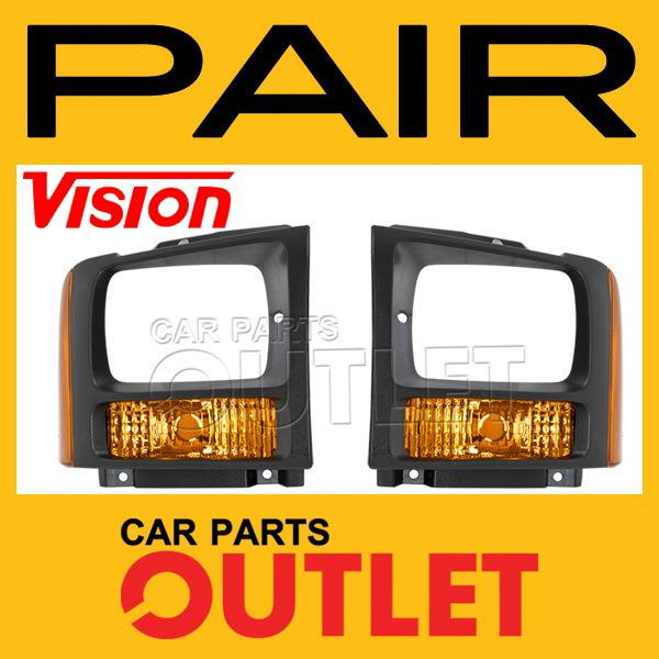 F250 f350 f450 f550 seal beam signal corner light lamp+housing l+r superduty new