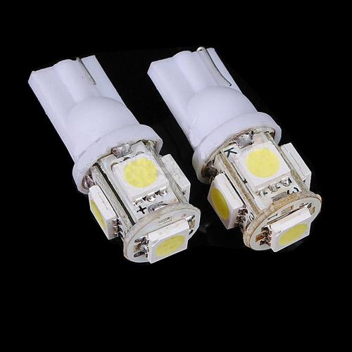 2x t10 5050 w5w 5 smd 194 168 led white car side wedge tail light lamp bulb