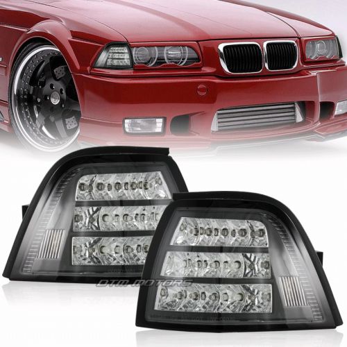 1992-1998 bmw e36 2 door clear lens black housing led corner signal light lamps