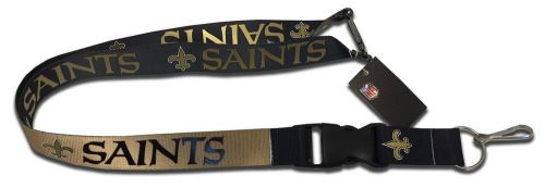 New orleans saints black &amp; gold lanyard key chain two-tone