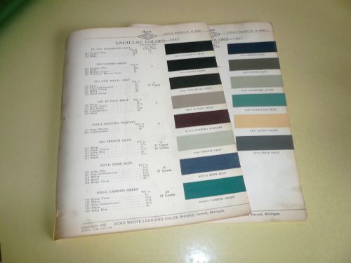 1947 cadillac acme proxlin color chip paint sample