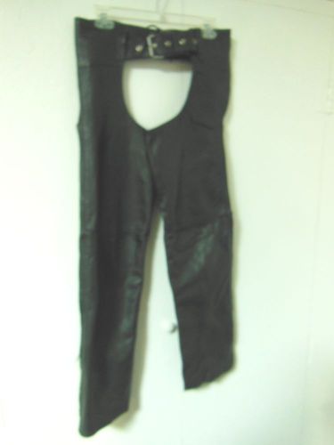 Women&#039;s black leather motorcycle chaps size xs by protech