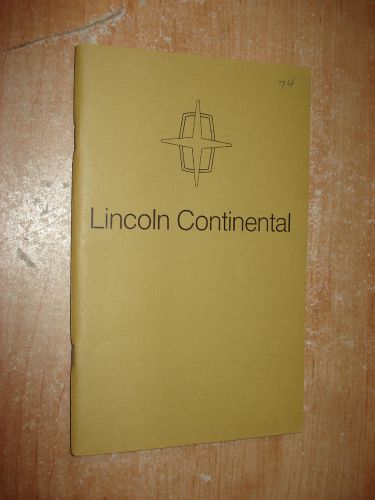 1974 lincoln continental owners manual original rare glovebox book