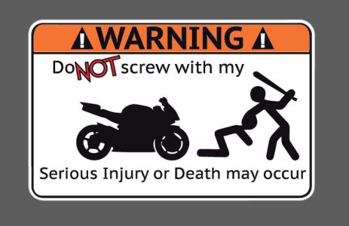 Warning street motorcycle #96 yamaha honda suzuki kawasaki ducati aprilia buell