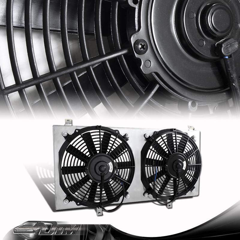 1990-1995 toyota mr-2 mt aluminum cooling radiator fan shroud + 2x 12" 12v fans