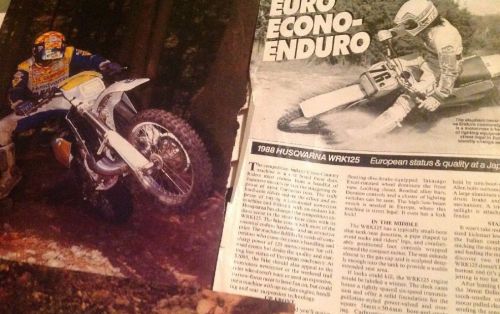 5 pages vintage motorcycle road test &amp; 1 page ad 1988 husqvarna wrk125 enduro