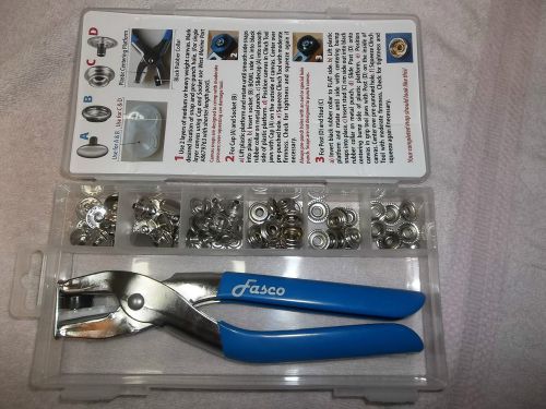 New 72-piece fasco canvas snap kit with clinching tool 1/4&#034; nickel brass 18 sets