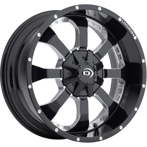 17x9 black milled vision locker 8x170 +12 rims trail blade mt tires