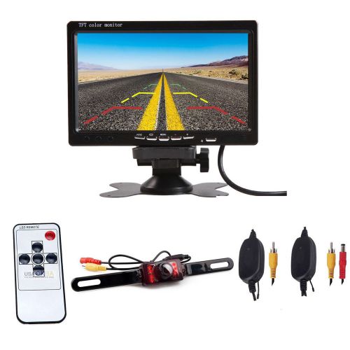 7&#034; tft lcd car rear view backup monitor+wireless parking night vision camera kit