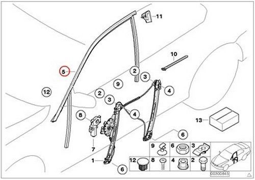 Bmw genuine door window lifting left front door window guide e46 123