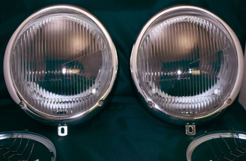 Porsche headlight assembly, asymmetrical glass, 356a, 356b, 356c, sold as pair