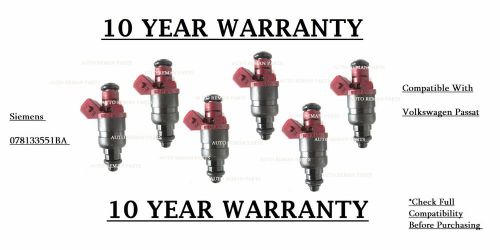 Set of 6 siemens flow matched fuel injector set for vw passat 2.8 l 078133551ba