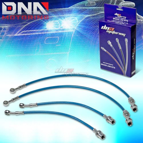 For 88-92 corolla e90 ae96 ae98 stainless blue brake line cable front+rear disc