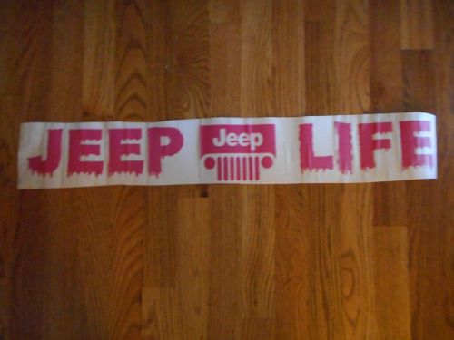 Jeep window decal-jeep life-pink 29 1/2 &#034; long-new