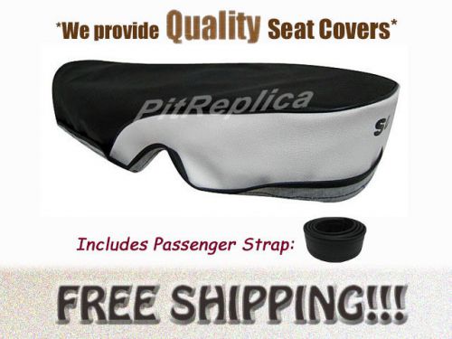 [b587] suzuki b120 1975 1976 1977 *black/white* w/ strap seat cover [ssrpo]