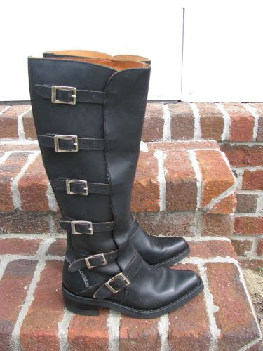 Vintage womens harley-davidson tall 6 buckle boots sz 6 stk# 98410-97vw  euc