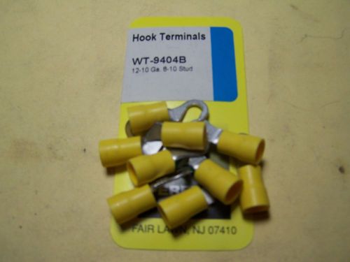 Electrical terminal - hook terminals 12-10 ga, 8-10 stud, yellow, 9pcs