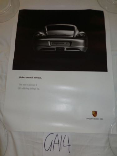 Porshce promo promotion poster 22&#034; x 28&#034; cayman s 2005 makes normal nervous