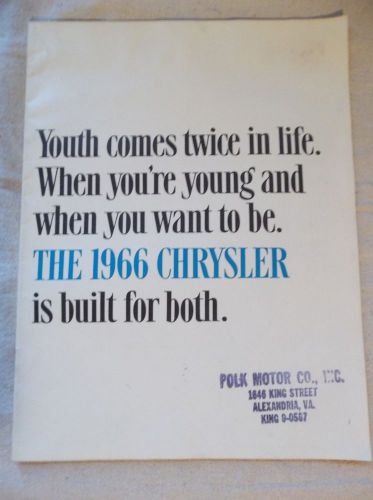 1966 chrysler dealer sales brochure oversized edition 10-1/2&#034; x 13-3/4&#034;-