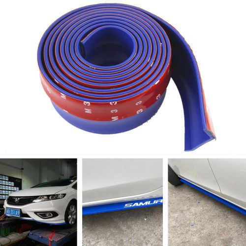 Blue 2.5m car front bumper side splitter lip spoiler skirt body rubber protector