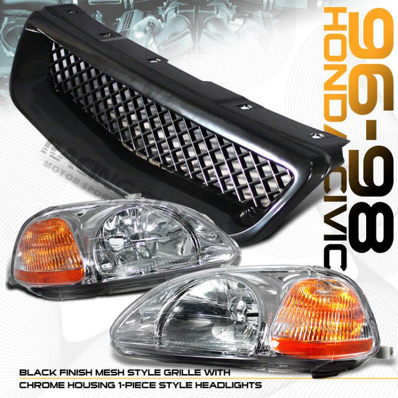 Honda civic head lights lamps+type r grill 96 97 98 set