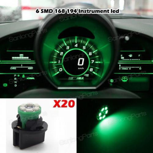 20xgreen pc168 194 2825 t10 instrument panel cluster light bulb lamp dash socket