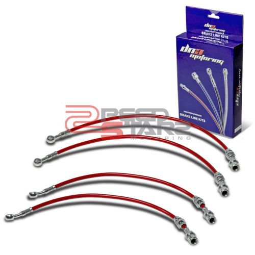 Stainless steel brake line/hose pvc coat 4pc 85-89 toyota mr2 aw11 4age red