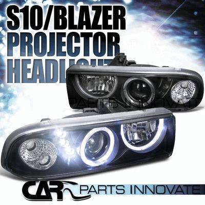 Chevy 98-04 s10 pickup blazer black halo projector headlights+smd led drl