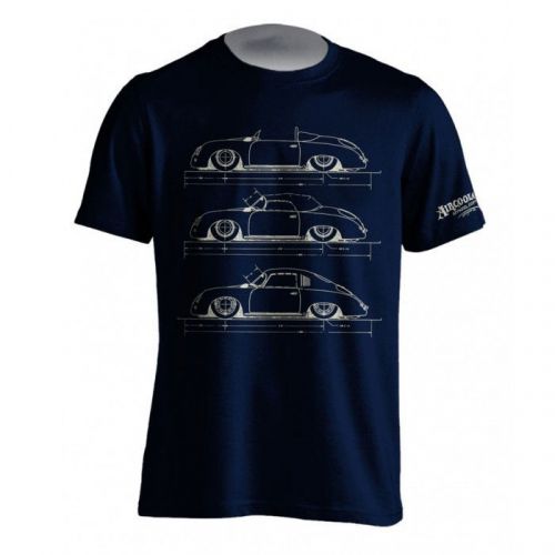 Porsche 356 blueprint in navy blue extra large size.