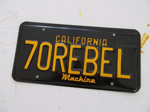 1970 california amc rebel license plate (1) &#034;70rebel machine&#034;  b/y