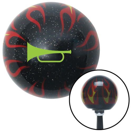 Green horn trumpet black flame metal flake shift knob with m16 x 1.5