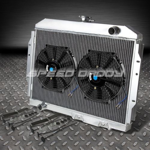 3-row aluminum racing radiator+2x10&#034; slim fan 71-74 amc ambassador/matador l6/v8